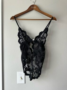 Amazon Black Floral Lace Chemise Bodysuit